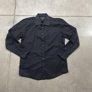 Studio 10 Shirt Mens XL Black Slim Fit Dress Button Down Long Sleeve Collared